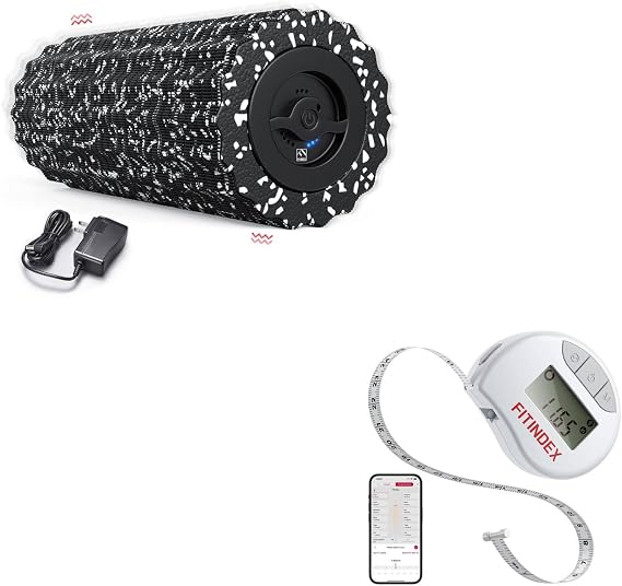 FITINDEX Vibrating Foam Roller Black and Smart Body Tape Measure