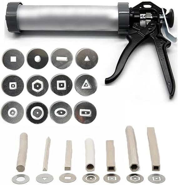 Clay Extruder Tool,Clay Extruder Gun with 12 Different Molds,Handheld Extruder