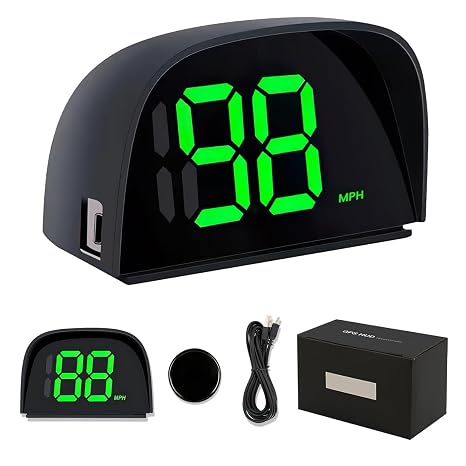 Car GPS Speedometer, Digital MPH Head Up Display with USB Cable Plug, Green | Universal USB Powered Display With Large Font, Accurate Speed Monitoring, for Truck SUV Golf Cart Vehicles