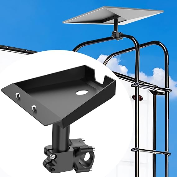 Universal Ladder Roof Rack Pole Clamp Mount Compatible with Starlink Gen 3, RV Yacht Camper Antenna Bracket Fit 0.8-1.17 Inch Horizontal Bar