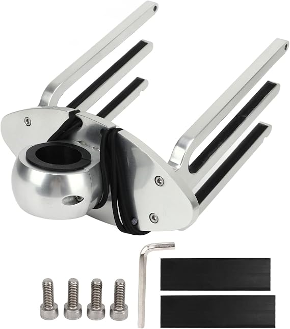 Tower Wakeboard Rack, Aviation Grade Aluminum Adjustable Angle Wakeboarding Holder Bracket Polished, 360 Rotation Universal Tower Holder for 1.89 2.36 2.48 Clamp