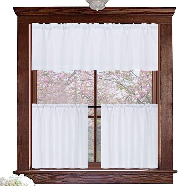 Valea Home Water Repellent Window Valance and Curtains Set for Bathroom Window