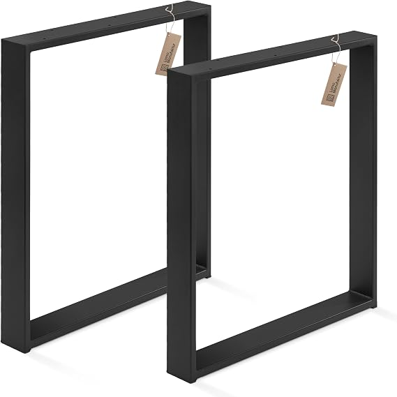 LAMO Manufaktur LTS-01-E-EE-9005 Simple Light Table Legs for Desk Dining Table Square Profile 60 x 20 mm Table Frame 70 x 72 cm (W x H) Black Pack of 2