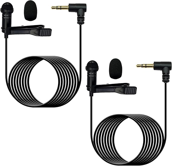 Lavalier Lapel Microphone for DJI Mic 2, Compatible with Rode Wireless GO II 2 Pro, Omnidirectional 3.5mm TRS Capacitor Mic by Lapel for Youtube Live Stream Interviews Vlogs (2 PCS)