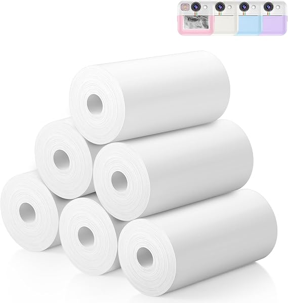 Kids Instant Print Camera Paper, 6 Rolls Thermal Printing Refill Paper Set | Coreless Thermal Paper for Toddler Camera, Compatible with Thermal Printers and Kids Instant Print Cameras