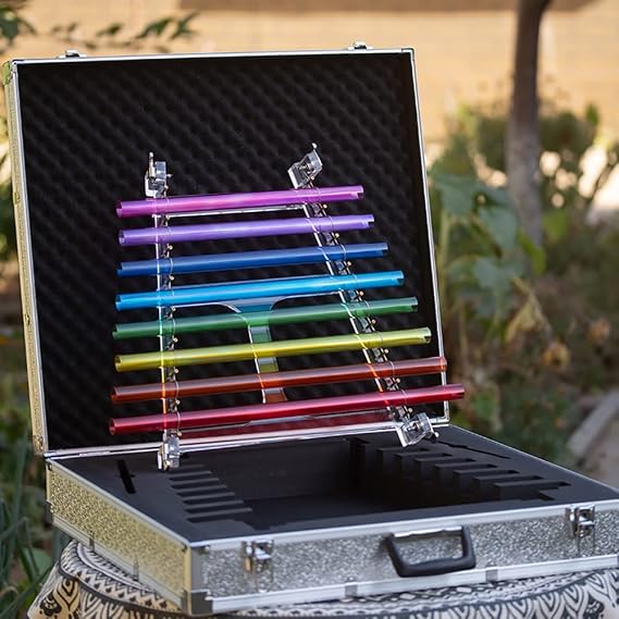 8 Note Rainbow Quartz Crystal Singing Harp, Alumina Carrying Box and 2 Type Mallet Included, Musical Instrument for Sound Healing (Size : 440Hz)