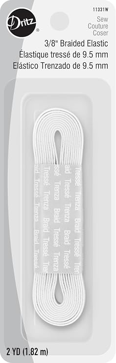 Dritz Braided Elastic, 3/8-Inch x 2-Yards, White