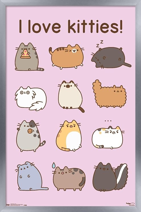 Trends International Pusheen - Kitties Wall Poster, 14.725" x 22.375", Silver Framed Version