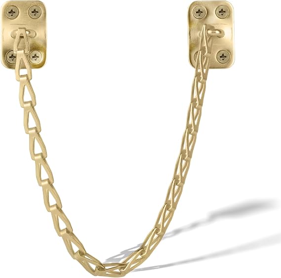 Gold Transom Door Chain 12-Inch, 1 Pack - Satin Brass | Door Chain Stopper and Opening Limiter for Transom Windows, Closet Doors, Trunks and Chests, Solid Zinc, Screws Included