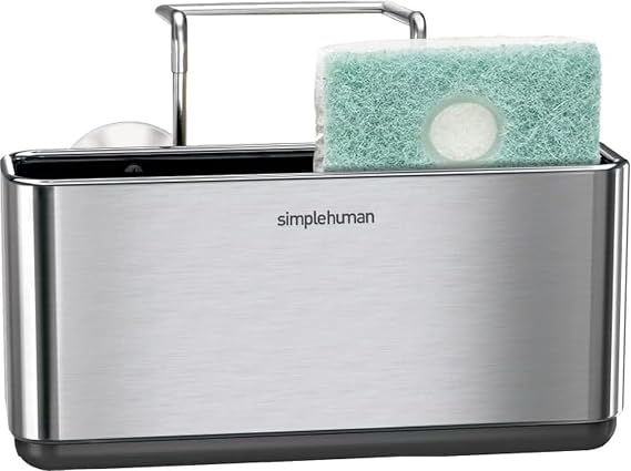 simplehuman Slim Sink Caddy Sponge Holder, Brushed Stainless Steel, Silver
