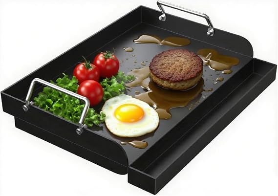 17" x13" Universal Griddle Insert for for Charcoal/Gas Stove/Electric Grill | Flat top plate with removable handles for weber/nexgrill/charbroil & most outdoor grills, nonstick coating, even heating