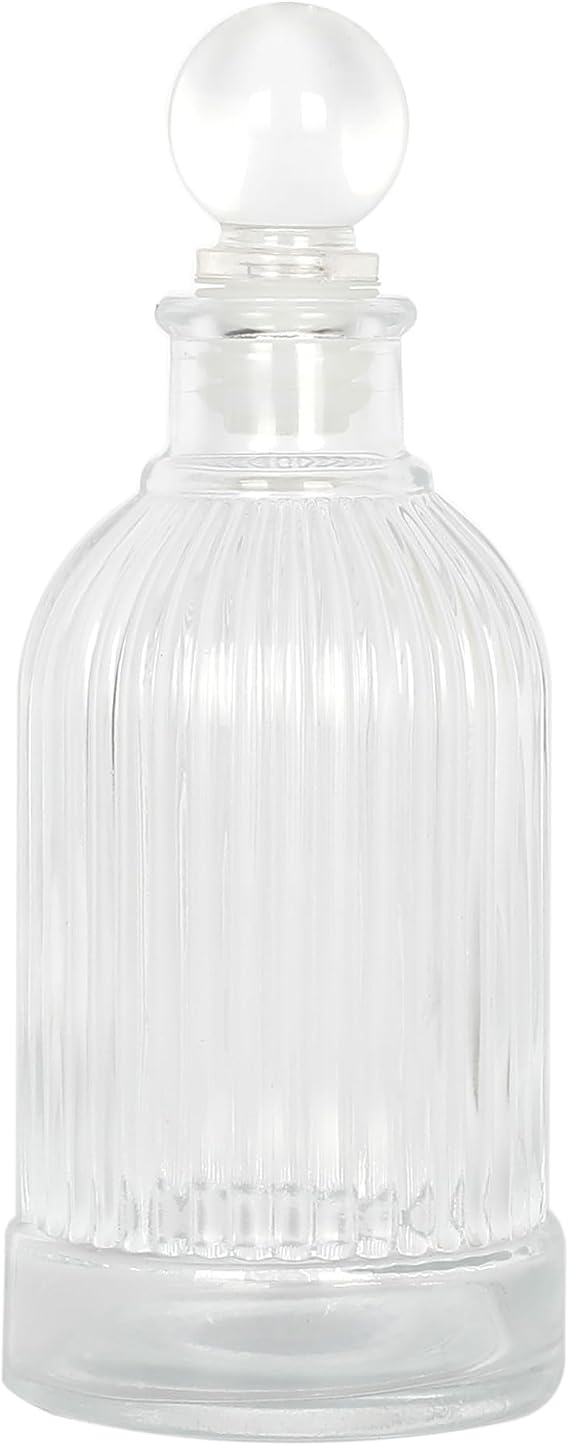 Magic Season Decorative Glass Bottle - 210 ml Vertical Stripes Round Bottle (1 Set w/Glass Stopper)