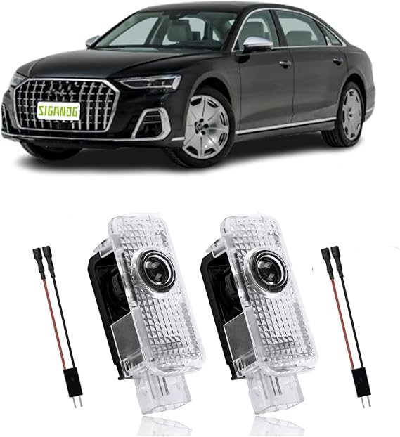 Car Door Projector Lights,LED Car Door Interior Light,LED Light Logo Welcome Light Compatible for A2 A3 A4 A5 A6 A7 A8 S3 S4 S5 S6 S8 RS4 RS6 R8 Q5 Q7 TT Roadster(2 PCS).