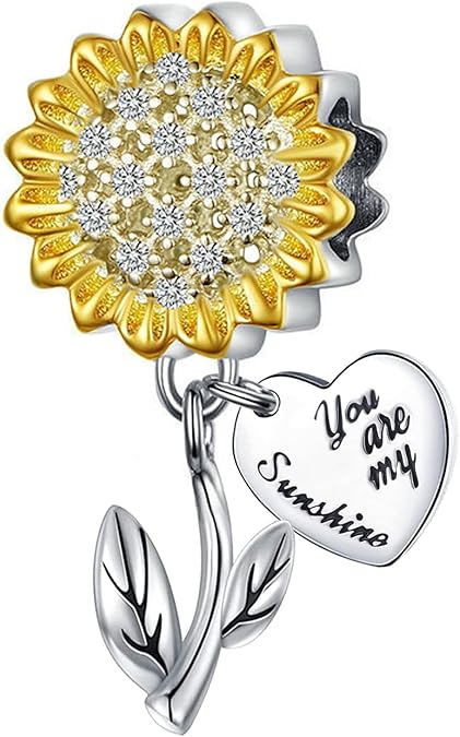 Sunflower Charm Fit for Pandora Charms Bracelet You Are My Sunshine Charm Gifts for Women
