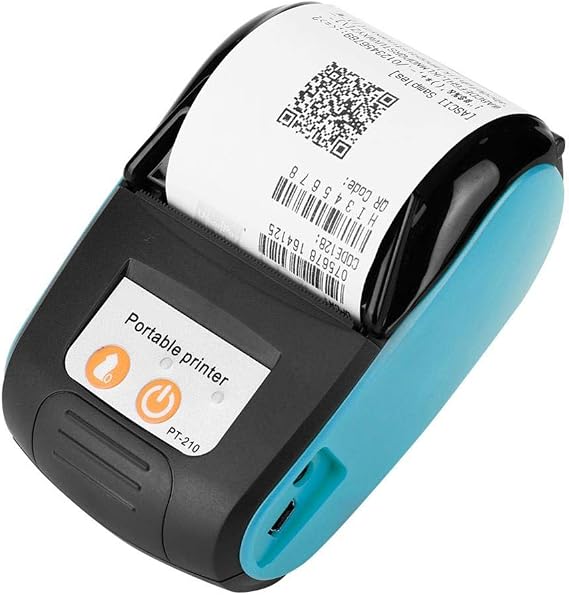 Sutinna Mini Printer, Portable Receipt Printer Bluetooth Thermal Bill Printer 58 mm Directly-Heated Thermal Printer Support The Smartphone Control(Blue US),  with English Manual