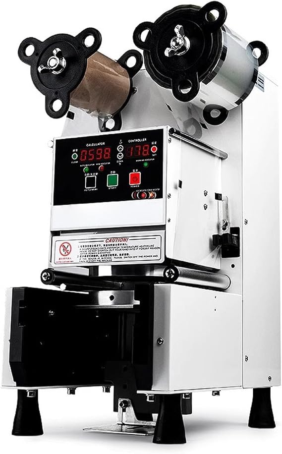Full Automatic Cup Sealer Machine,90/95 Mm Electric Cup Sealing Machine,500-700 Cups/H,Easy to Use,Digital Control LCD Panel Electric Cup Sealer for Bubble Milk Tea Coffee(Size:220V)
