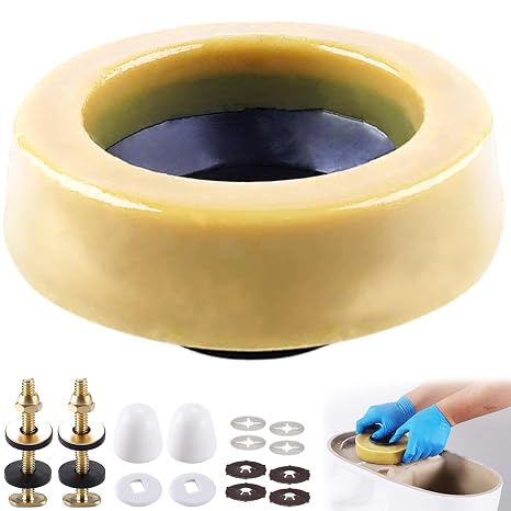 MENNTY Extra Thick Toilet Wax Ring Kit with Bolts, Fits 3 & 4 Inch Pipes | Extra Thick Water Proof Wax Seal, Includes Metal Bolts and Caps, Hassle-Free Installation for DIYers