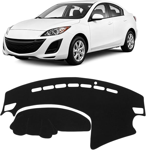 FIILINES Dash Cover Fit for 2010-2013 Mazda 3 Sedan, Hatchback & MazdaSpeed3, Dashboard Mat for Mazda 3 Accessories Dashboard Pad Carpet Dash Mat Sunshade Non-Slip Polyester Protector No Glare Black