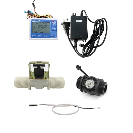 Digital LCD Display Quantitative Controller Water Control + 1" Hall Effect Flow Sensor Flowmeter + 1" Solenoid Valve N/C Normally Closed +24V Power