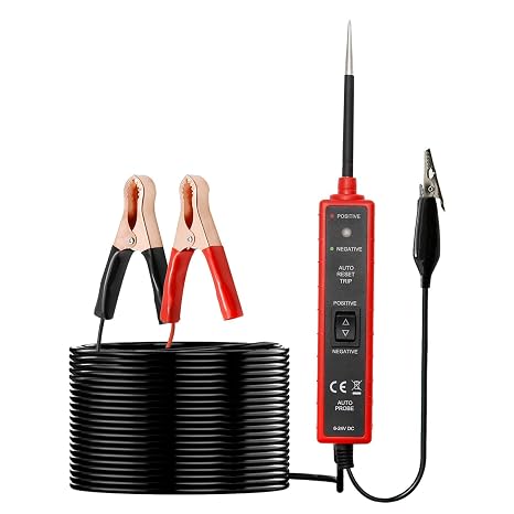 EATAKWARD Automotive Power Circuit Probe Tester Test Light with 4M TES t Lead 6-24V DC Light Battery Tester Fuse Tester 12V Wire Circuit Tester Auto Electrical System Tools Car Truck Circuit
