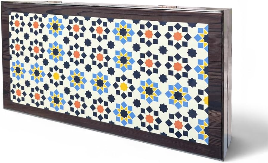Biggdesign Star Backgammon | Magnet MDF Case with Anti-Scratch Floor, 2 Layers Varnish Polished