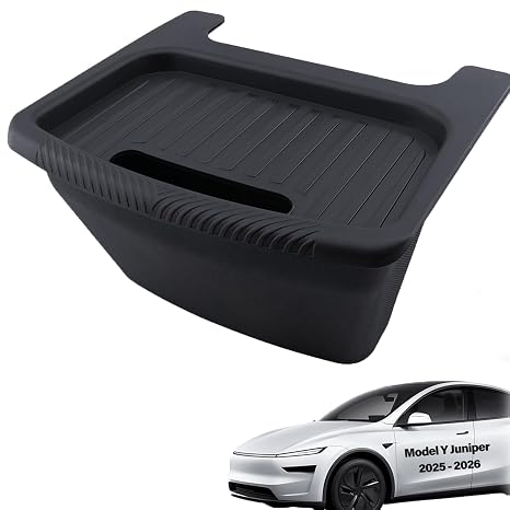 Rear Center Console Storage Box Organizer for New Model Y Juniper Trash Can Garbage Bin 2nd Row Backseat Garbage Bin with Tray for 2020-2026 Tesla Model Y Accessories TPE