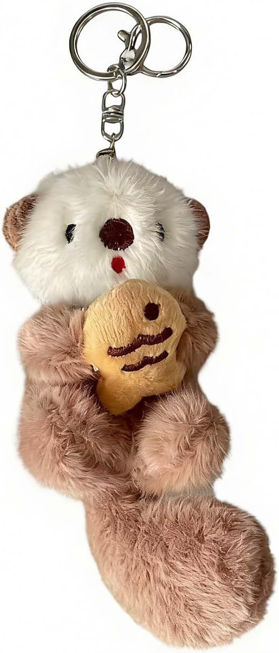 Cute Otter Plush Keychain for Backpack, Small Stuffed Animals Bag Purse Charm Decoration for Women Girls