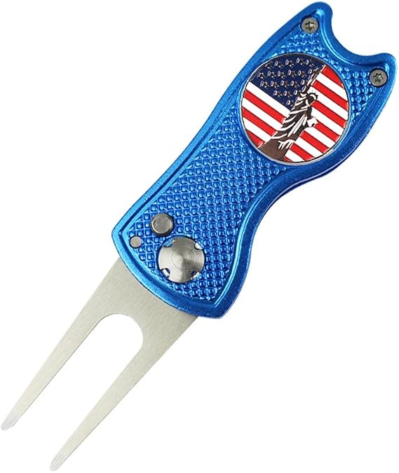Foldable Golf Divot Repair Tool with Golf Ball Marker