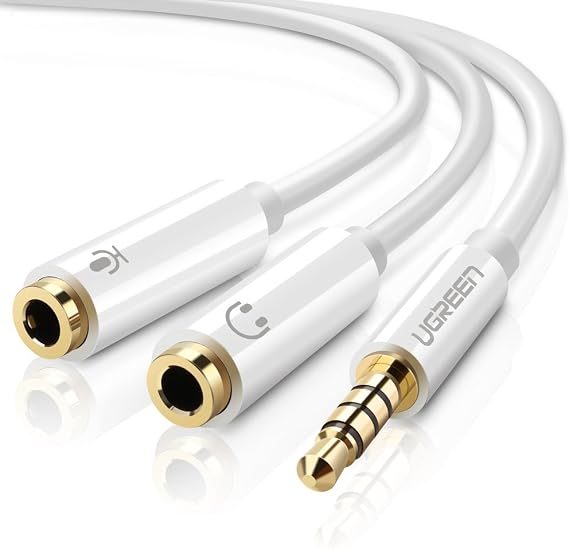 Ugreen Microphone and Headphone Splitter 3.5mm Y Cable White