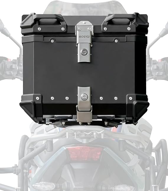 Motorcycle Top Case 45L, Motorcycle Trunk Top Case Box Store Helmet Luggage Top Bag Storage Carrier, Waterproof Aluminum Handle Tail Box with Security Lock