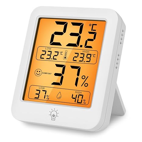HOTUT Digital Room Thermometer Indoor Hygrometer, Digital Hygrometer with Max and Min Records for Temperature and Humidity, Temperature and Humidity Monitor for Home, Bedroom, Baby Room, Office