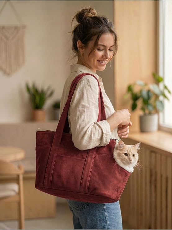 Milano Kedi Köpek El Omuz Taşıma Çantası, Evcil Hayvan Seyahat Çantası, Kırmızı