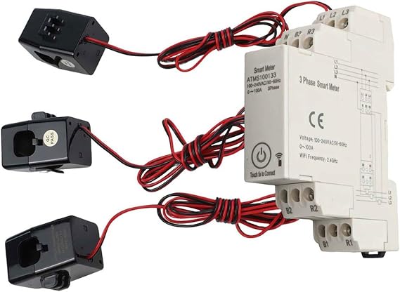 for zigbee Three Phase Smart Energy Meter 100A with for ct for Tuya App Real Time Power Monitor DIN Rail Install Gray