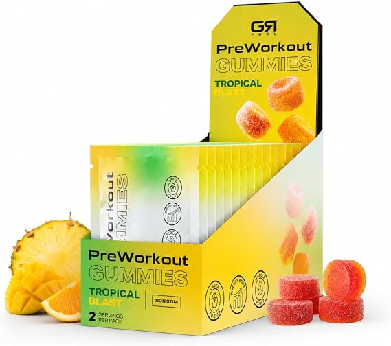 Non-Stim Pre Workout Gummies, Tropical Blast, 30 Servings