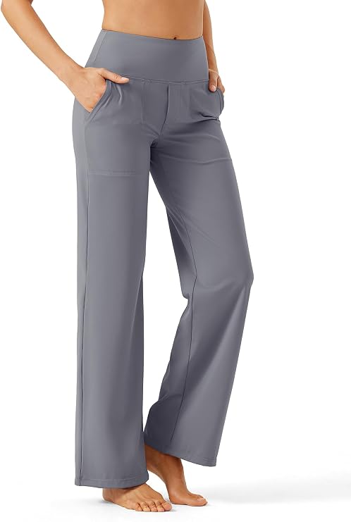 Winvote Women's Yoga Pants Wide Leg Pants with Pockets High Waist Stretch Dress Casual Sweatpants
