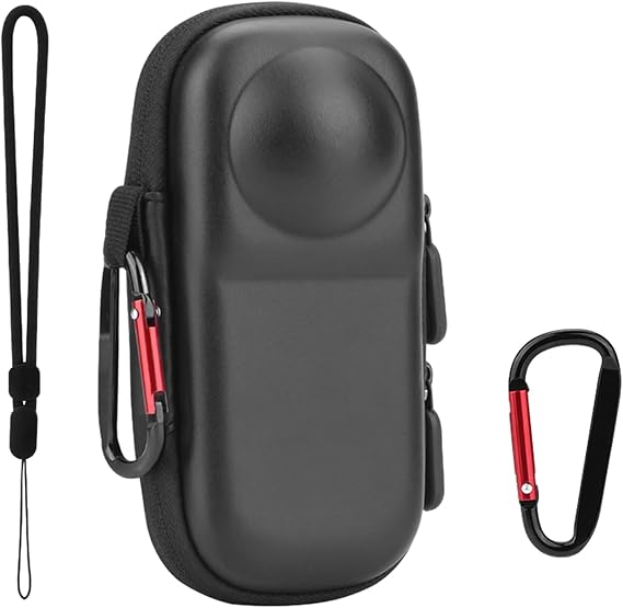 Insta 360 X4 X5用キャリーケース、ポータブル小型収納ケース、 登山クリップ付きPUハードシェル保護ケース Insta360 X4 X5アクセサリー用