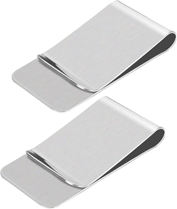 2 Pieces Money Clips - Stainless Steel Metal Slim Cash Money Clip Gold Wallet Bill Credit Card Holder for Men and Women 