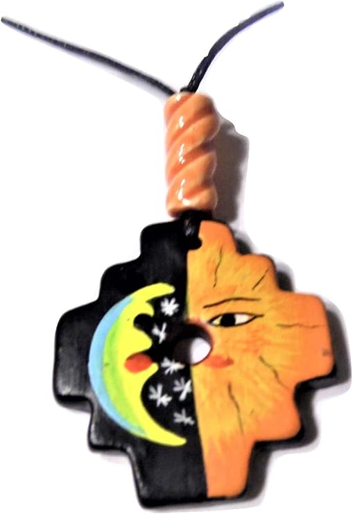 Ckakana Andean Cross Sun and Moon Design Handmade with Ceramic Necklace From Peru