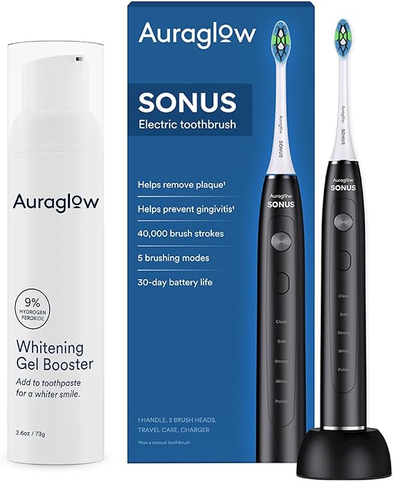 Auraglow Whitening Booster & Sonus Electric Toothbrush