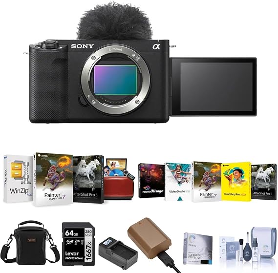 Sony ZV-E1 Full Frame Mirrorless Vlog Camera, Black - Bundle with Shoulder