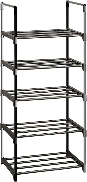 OYREL Shoe Rack, Sturdy Metal 5 Tier Narrow Shoes Organizer