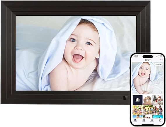 10.1 Inch WiFi Digital Picture Frame, 1280800 HD Touchscreen with LED Light, 32GB Memory, Auto-Rotate, USB/SD Support, Share Photos & Videos via App Smart Digital Frame, Xmas & New Year Gift Idea