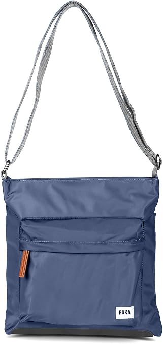 ROKA London The Kennington Crossbody Bag | Medium Nylon, Multi Pockets, Chunky Zip, Adjustable Strap, for Travel, Work & School