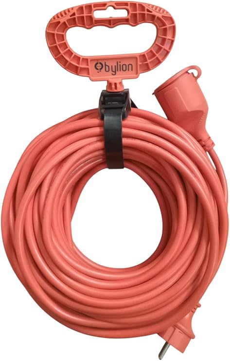 Seyyar Uzatma Kablosu - 3x1.5mm² Kalın Kablo Kesiti, IP44 Su ve Toz Korumalı Bylion Dış Mekan Uzatma Kablosu, Yüksek Görünürlüklü Turuncu (10m / 20m Seçenekli) (10 Metre)