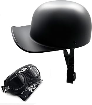 Vintage Open Face Motorcycle Helmet with Goggles, DOT Approved Half Helmet for Men & Women, Retro Jet Scooter Moped Cruiser Chopper Street Bike Helmet