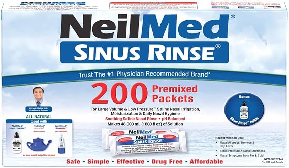 Sinus Rinse NeilMed 200 Packets with Bonus Rinse Bottle