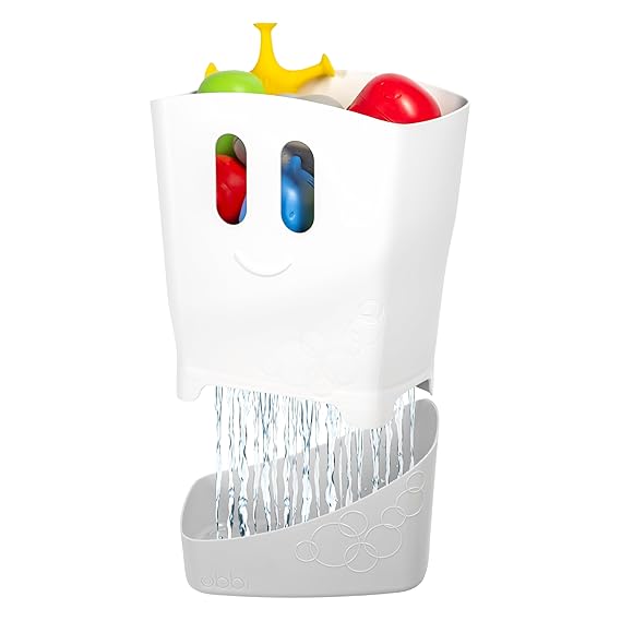 Ubbi Stand Up Bath Toy Storage Organizer with Removable Drying Bin Freestanding Bath Toy Caddy & Scoop for Toddlers and Baby, Quick Dry Draining Design, Gray
