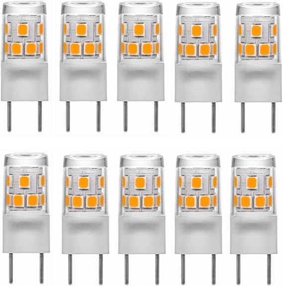 G8 LED Bulb Dimmable 3W 20W Equivalent Halogen Bulb, T4 JCD Type Bi-Pin G8 Base, AC 120V Mini G8 Bulb Under Cabinet Light, Counter Kitchen Lighting 10 Pack WELSUN Color: Warm White