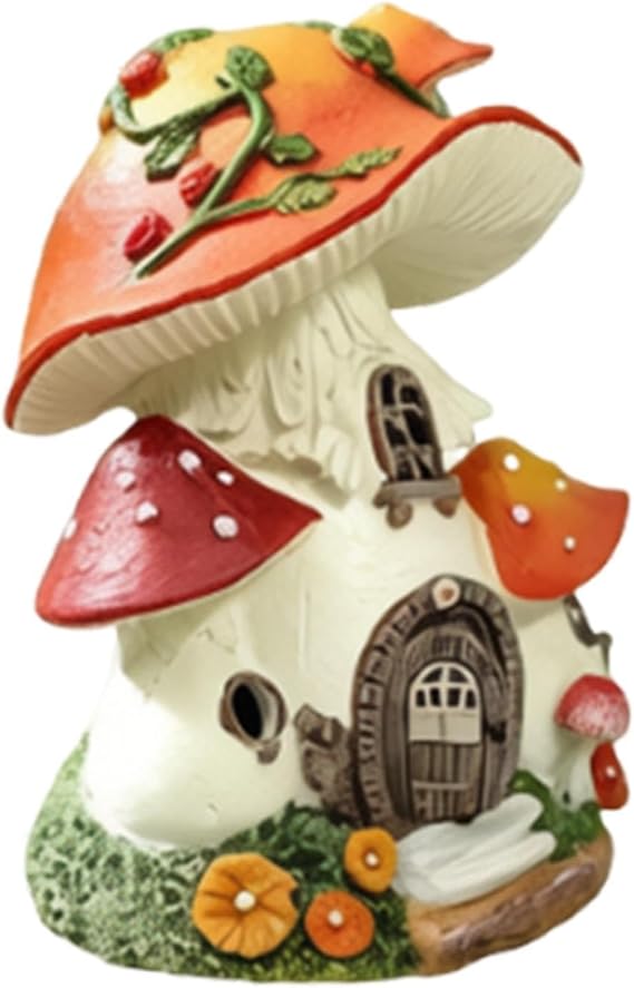 Solar Mushroom Cottage Garden Light Resin Landscape Figurine Lamp