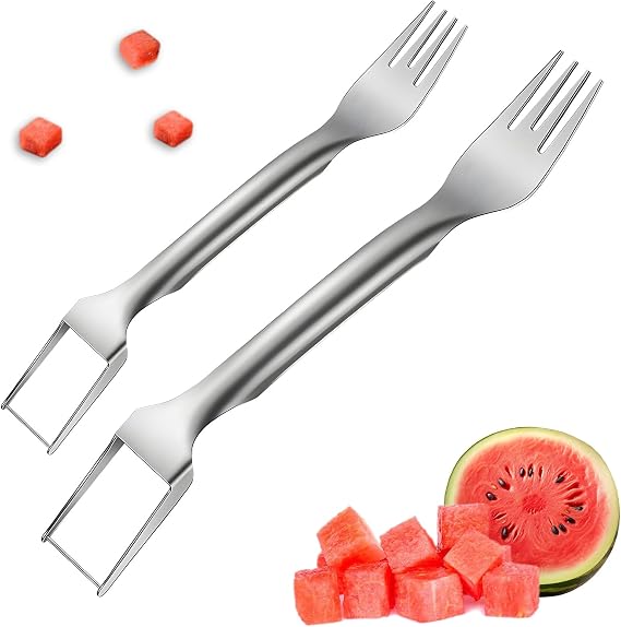 GoHere watermelon cutter 2-in-1 stainless steel fruit watermelon slicer kitchen gadgets watermelon cutter slicer tool (2PCS)